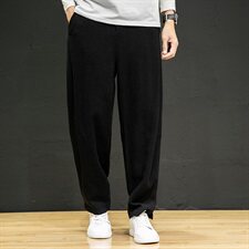 2021春秋季新款中国风男装亚麻休闲裤男复古大码宽松哈伦裤K031/P75，男装休闲裤，电商A008