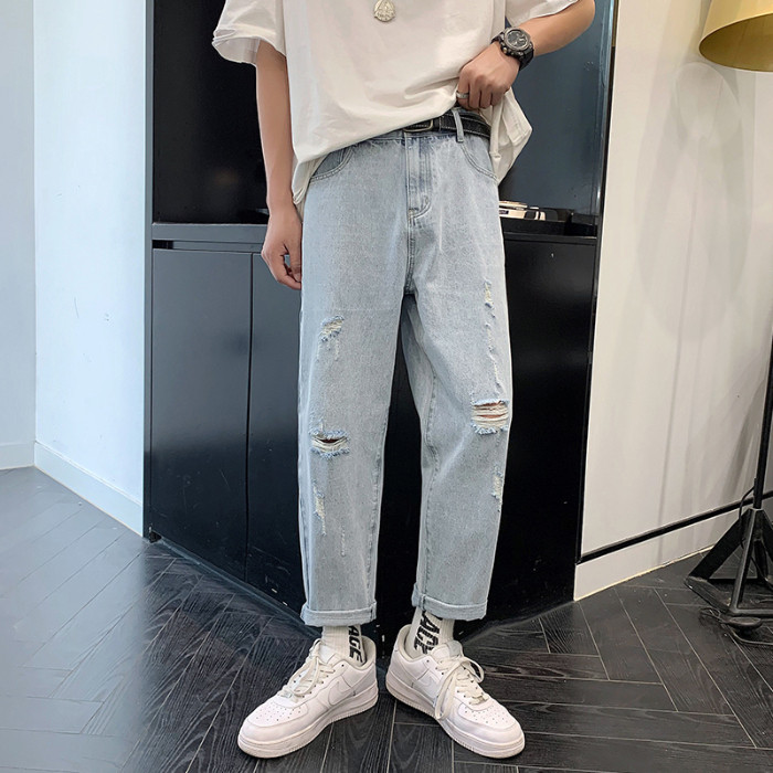 N60#数据非常好的一款破洞牛仔裤九分裤（主推有惊喜）,男装牛仔裤,电商D321A