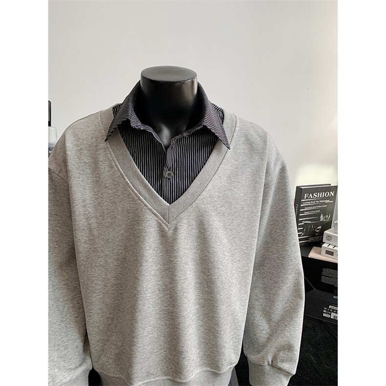 港风秋款男假两件卫衣衬衫领宽松休闲夹克衫外套WY003P55,男装夹克,星座1013-1