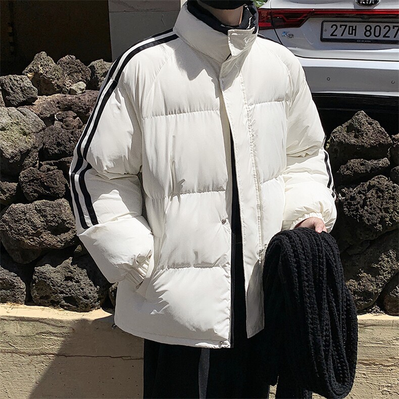 冬季棉服D2525-TP85控价138港风撞色条纹保暖立领棉衣袄子男,男装棉衣,电商A102