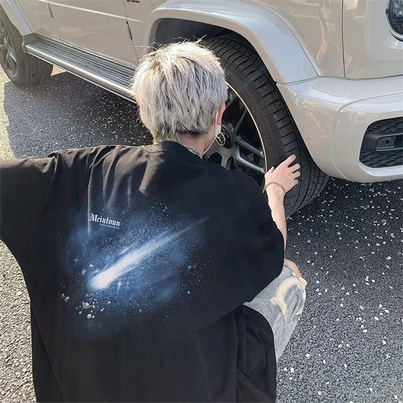 1506/Q30240/P24少年感长袖t恤男生潮牌简约休闲百搭白色打底衫,男装T恤,星座1506