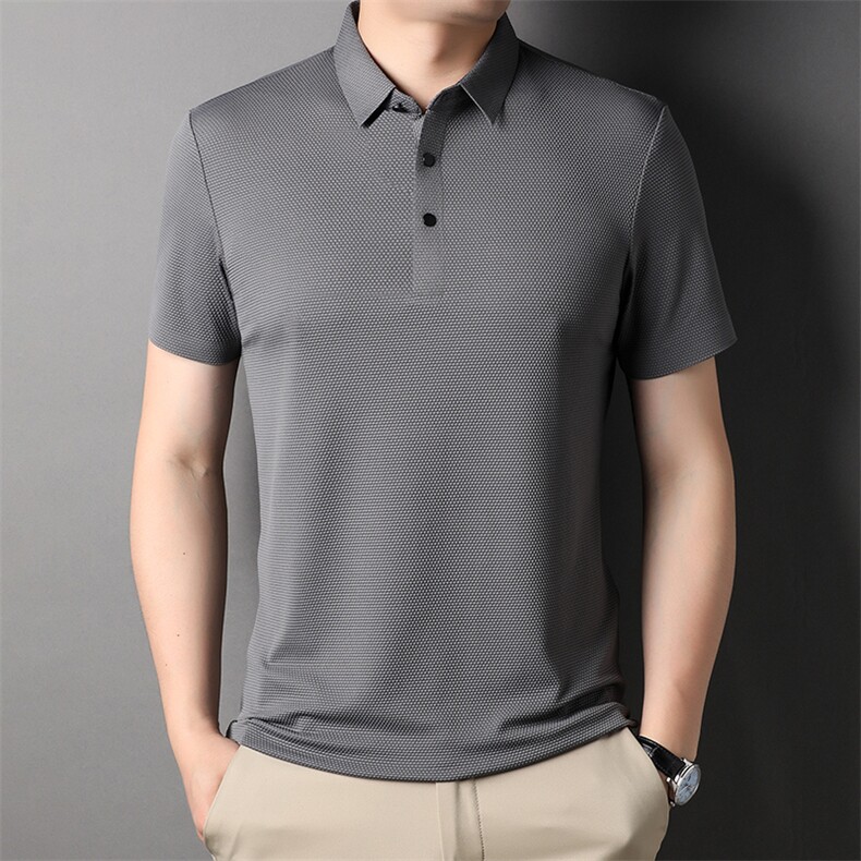 短袖T恤衫男翻领纯色上衣服夏季新款中年男士商务休闲半袖POLO衫,男装T恤,电商B212（原钱塘6029）