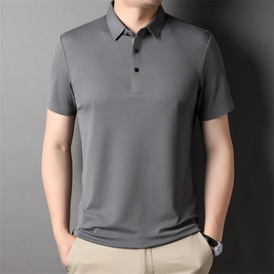 短袖T恤衫男翻领纯色上衣服夏季新款中年男士商务休闲半袖POLO衫图片