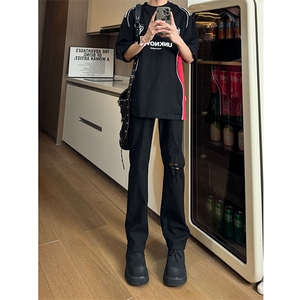 现货主推破洞弹力渐变大码直筒微喇毛边牛仔裤K860-K861-K866-P50图片