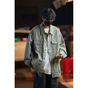 2025秋季港风高品质重磅男士纯色牛仔夹克外套男JK741-P6898图片