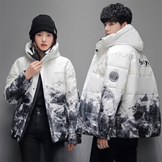 现货仓库桥园路连帽轻薄学生雪山渐变色情侣白鸭绒羽绒服外套，男装羽绒服，星座301D-5(原星座1415）