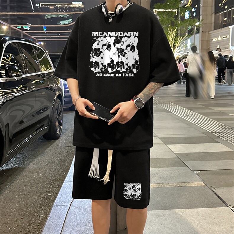 套装！华夫格套装短袖T恤短裤男TZ247-特P38,男装牛仔裤,电商B367