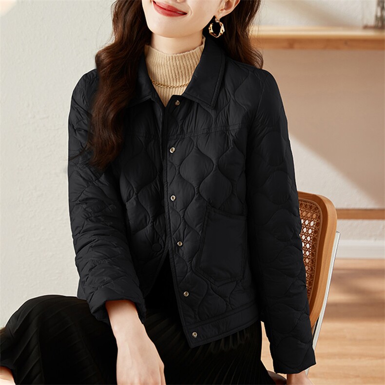2024冬季新款羽绒服单排扣90%白鸭绒短款休闲款,女装羽绒服,蝶眷