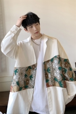 港风长袖衬衣男情侣大码M-5XL中性风刺绣潮长袖衬衫男CS9743P50，男装衬衫，星座227-7