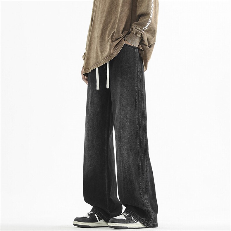 A320-2507-特批45高品质时尚休闲时尚潮流扎花阔腿牛仔裤，男装休闲裤，电商A320