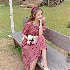 2021夏装新款碎花连衣裙012-Q573，女装连衣裙，金十上