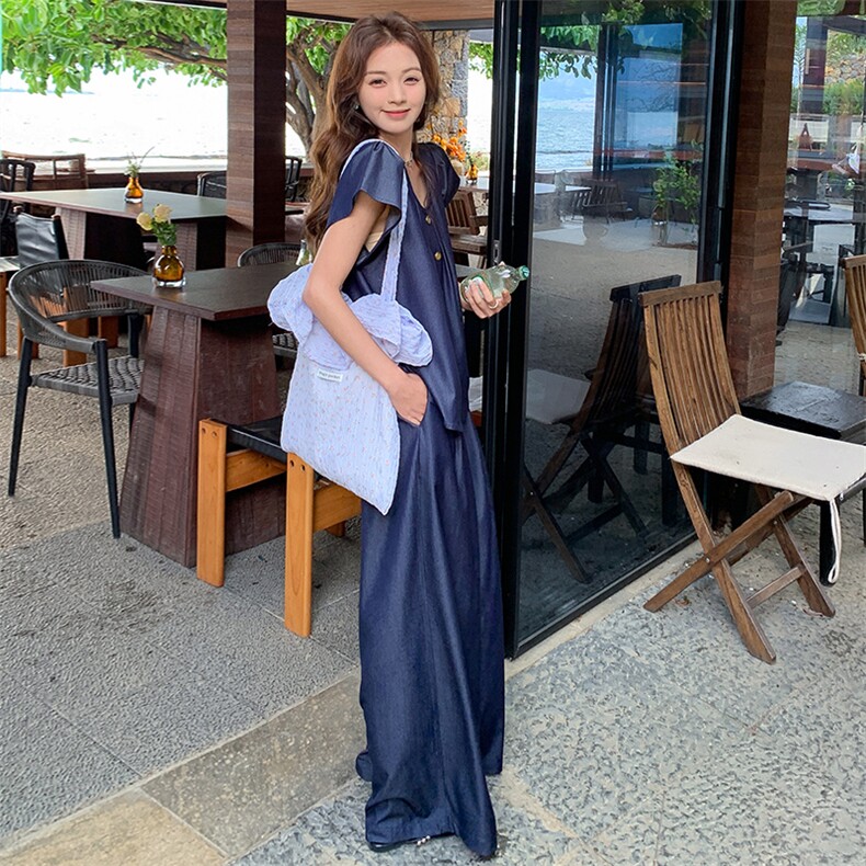 时尚高级感短袖轻薄套装女2025夏季新款气质休闲简约阔腿裤两件套,女装套装/套裙,幸运星