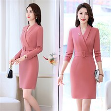 2022秋新款时尚修身显瘦V领包臀连衣裙，女装连衣裙，贝蕾酷儿