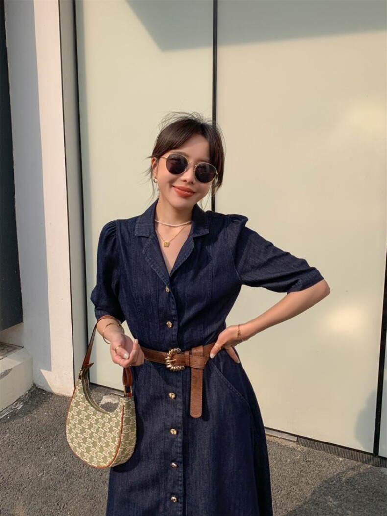 牛仔连衣裙，女装连衣裙，肆尔