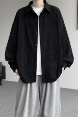 8XL-M人字纹小香风衬衫男生春秋衬衣宽松慵懒垂感外套CS29008P45，男装衬衫，电商B312