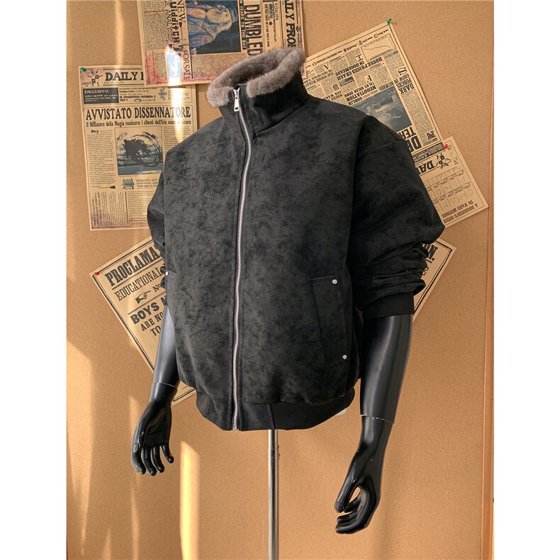 -双色貂毛座山雕PU皮棉衣老钱风加厚冬季外套男装S534-特P98，男装棉衣，电商A233-1