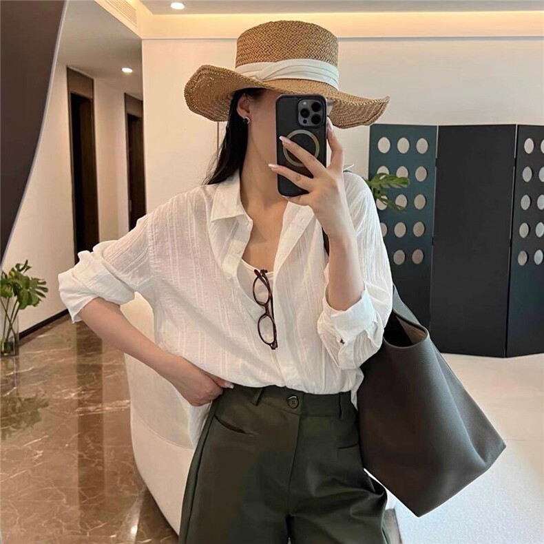 2025新款防晒衬衣亚麻材质,女装防晒衣,织己羊绒