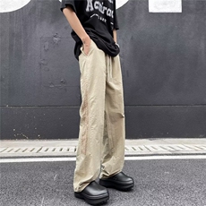 卡其色条纹裤子男夏季透气孔速干工装裤直筒运动休闲长K8256-P42，男装工装外套，星座1001-1