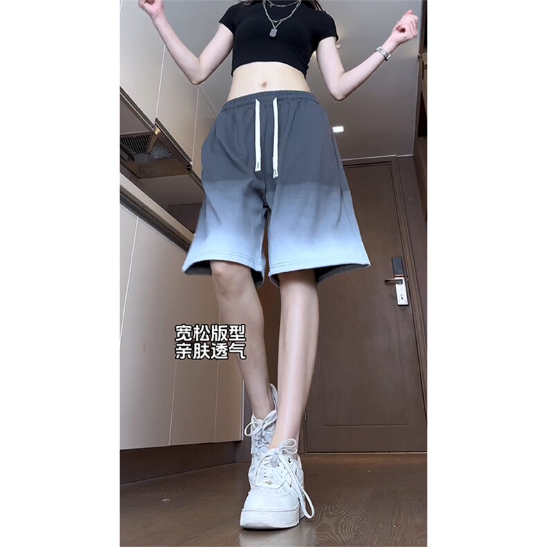 现货供视频~渐变色短裤情侣宽松直筒运动五分裤A456特P30,男装牛仔裤,电商A309