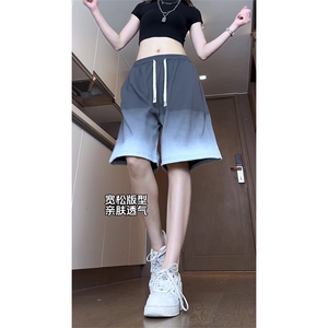 现货供视频~渐变色短裤情侣宽松直筒运动五分裤 A456特P30图片