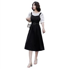 带腰带#精品做工,小蛮腰2021年夏季甜美清新两件套气质优雅显瘦简约时尚，女装套装/套裙，辉之琳