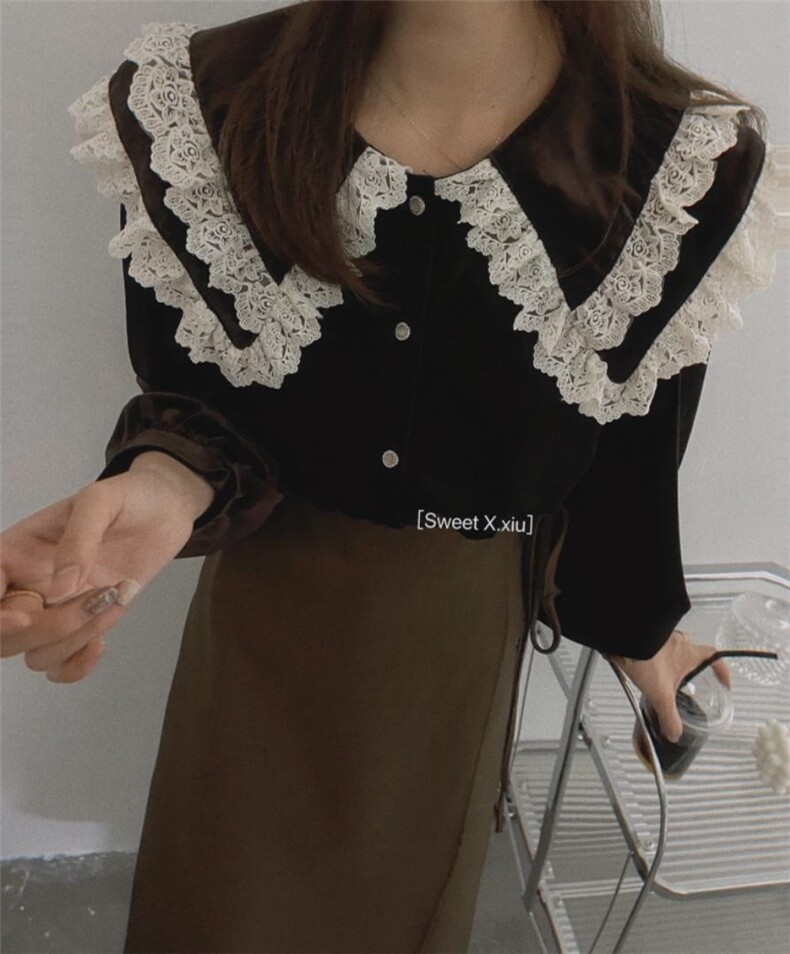 21987。双领金丝绒衬衣，其它，新袖