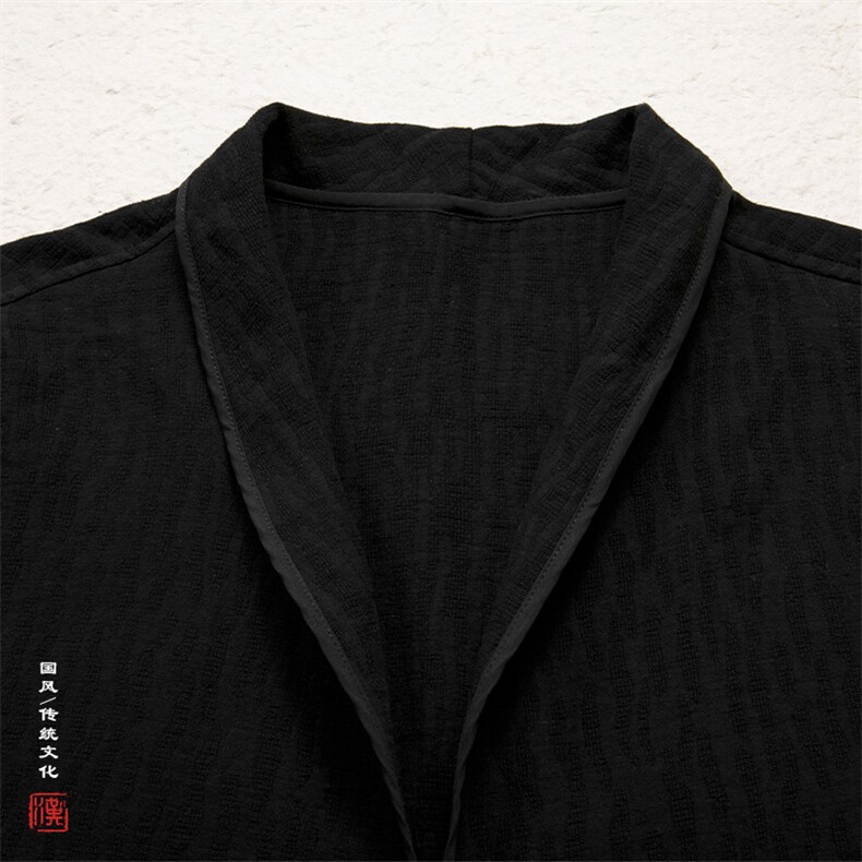 秋冬新款风男装棉麻提花翻领禅意新中式男士风衣外套F005P85,男装风衣,钱塘802