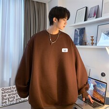 抖音品质秋季新款潮流小标宽松圆领落肩卫衣JK23343特批24控39，男装卫衣，星座605(原A050)