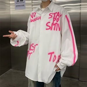 F488 P48秋装男装休闲字母宽松衬衫男装外套图片