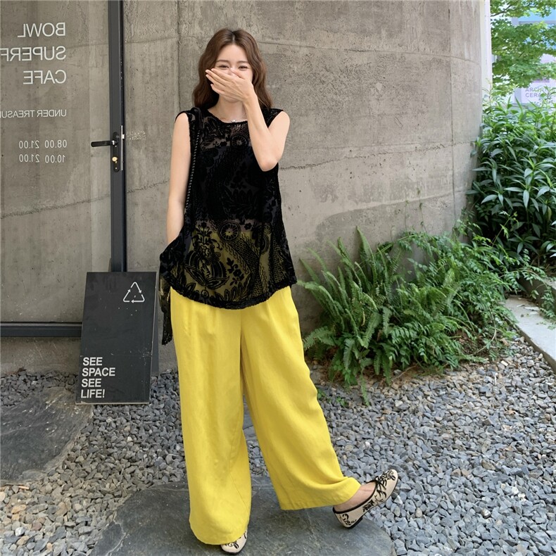 【新品】镂空上衣+阔腿裤撞色套装2C213-2503-P160-K228,女装套装/套裙,2C213