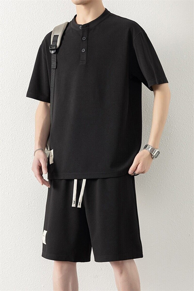 纯色二开TZ25313-特P60短袖T恤男套装夏季学生潮流帅气夏天男装,男装T恤,电商D310B