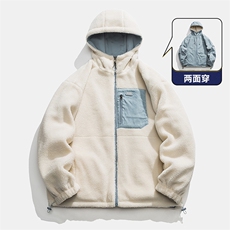 冬季新款羊羔绒加厚棉衣双面穿港风宽松连帽时尚百搭MY9300P110，男装棉衣，电商A128