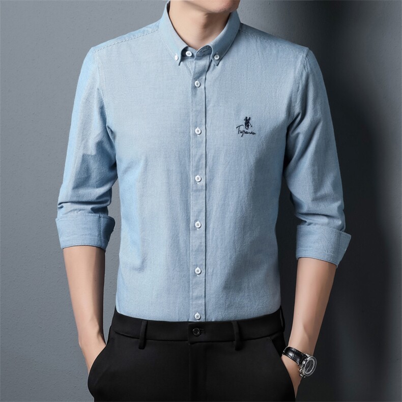FN22937钱塘2020-1春秋男士纯棉长袖衬衫时尚休闲百搭衬衣P72，男装衬衫，钱塘207-1