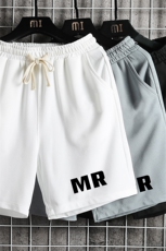 MK37253-P15冰丝短裤男士大码宽松休闲五分裤男运动中裤网格，男装休闲裤，电商A040A