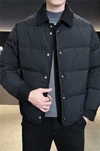 90新标 假两件白鸭绒加厚保暖简约休闲羽绒服外套75511-P290图片
