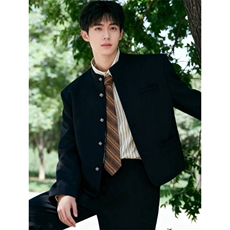 新中式休闲痞帅西服男修身立领中山装新郎西装结婚礼服XZ263，男装西服套装，星座1116A（原606A-3）
