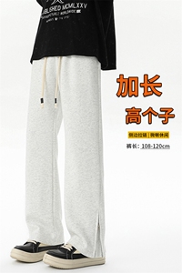 加长高个子微喇裤子男夏季潮牌拉链卫裤190cm美式运动裤KZ032P58图片