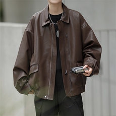 机车服皮衣外套男秋季新款美式复古夹克宽松长袖上衣W7779-P68，男装夹克，星座512-4