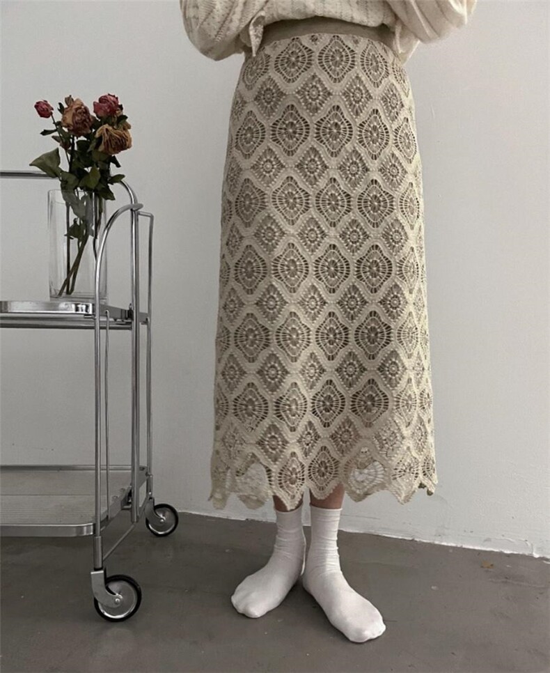 爆-磨毛系列-针织双层蕾丝半裙，女装半身裙，新袖