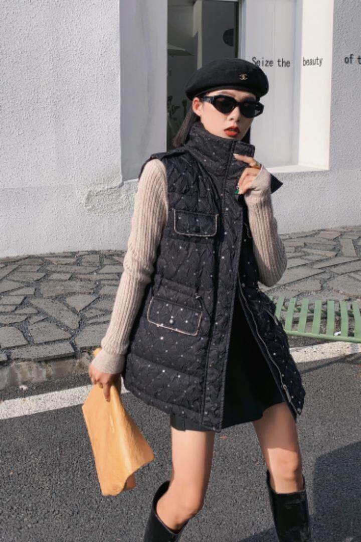 亮片羽绒马甲，女装马甲，夕昕