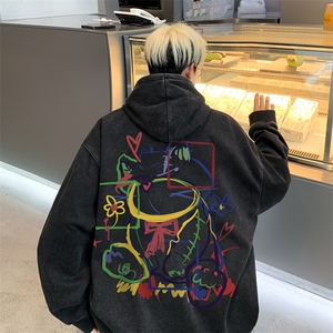 美式潮牌重磅水洗做旧连帽卫衣力推大码男XZ517A-2-Y7741-P68图片