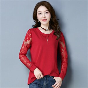 时尚舒适潮流气质T恤圆领拼接长袖2021年秋季百搭，女装T恤，丽影随形