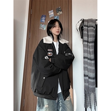 港风大码款宽松翻领加厚保暖棉服外套潮XZ213-MY9355-P148控168，男装棉衣，星座213