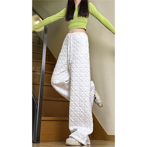 A165-K8785-P7598冬季棉裤不规则菱格压线夹棉宽松直筒休闲裤图片
