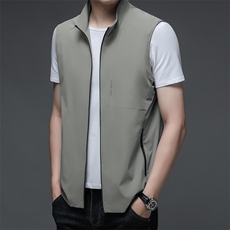 2023年秋冬新款男士商务休闲时尚毛衫背心中年男装立领纯色马甲，男装背心/马甲，电商B212（原钱塘6029）