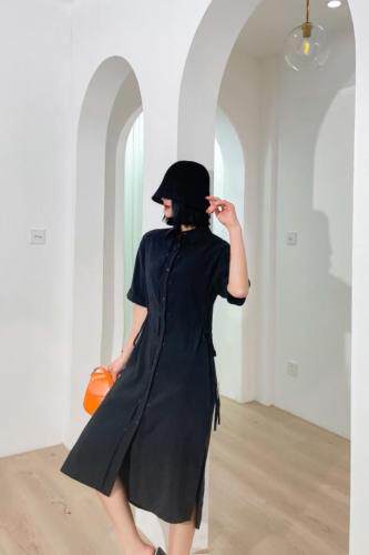 现货夏季天丝腰部收绳连衣裙，女装连衣裙，储辰