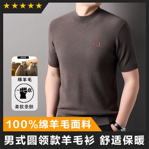 羊毛半高领男士羊毛衫主推款短袖T恤毛衣图片