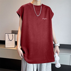 可设48小时发货支持抖音得物来样二开240克重磅美式麂皮绒背心t恤，男装背心/马甲，电商A486