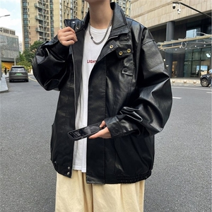 美式复古翻领pu皮衣夹克情侣帅气机车加绒皮衣外套Y1021-P90网图图片