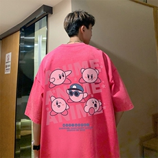 抖音供货、10万现货印花款230克水洗棉短袖T恤D223A-ST2358-P35，男装T恤，电商019-1